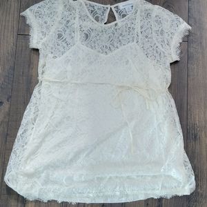 Motherhood Maternity white lace blouse